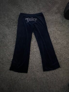 Juicy Couture black Velour Rhinestone Logo Pants